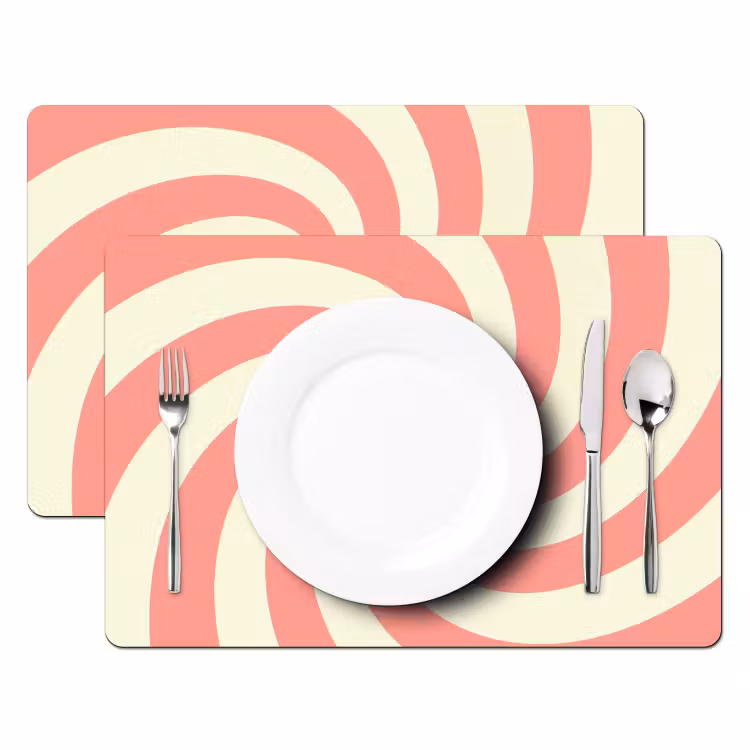 Placemat - 6 pieces - Spiral - Pattern - Abstract - Pink - Beige — 2