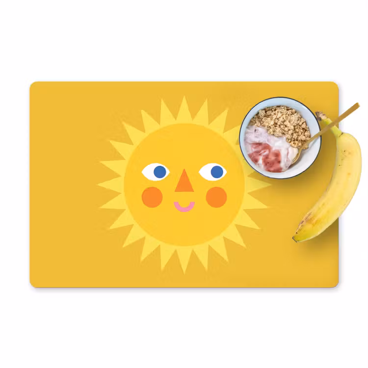 Placemat - 6 pieces - Sun - Face - Summer - Illustration - Yellow — 1