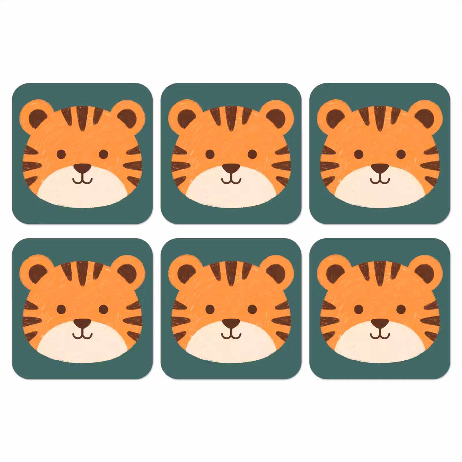 Coaster - Animals - Head - Orange - Illustration - Modern — 1