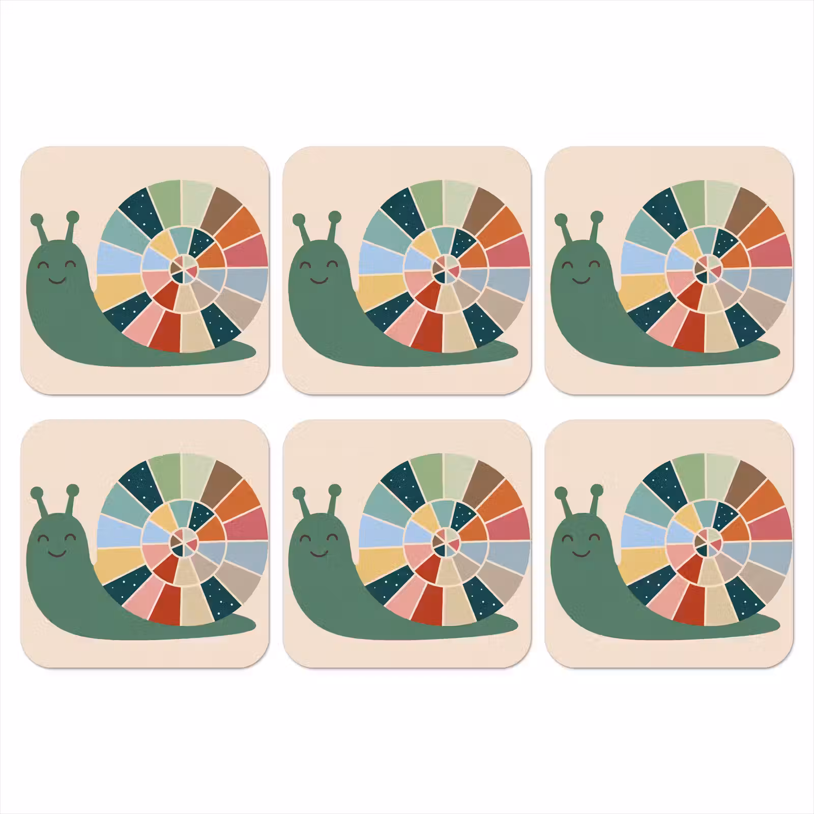 Coaster - Animals - Snail - Colorful - Illustration — 1