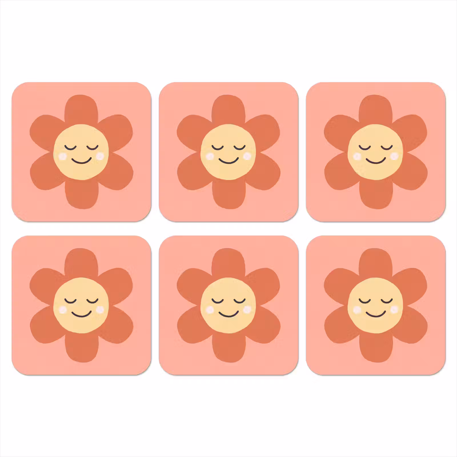 Coaster - Flowers - Cartoon - Child - Pink — 1