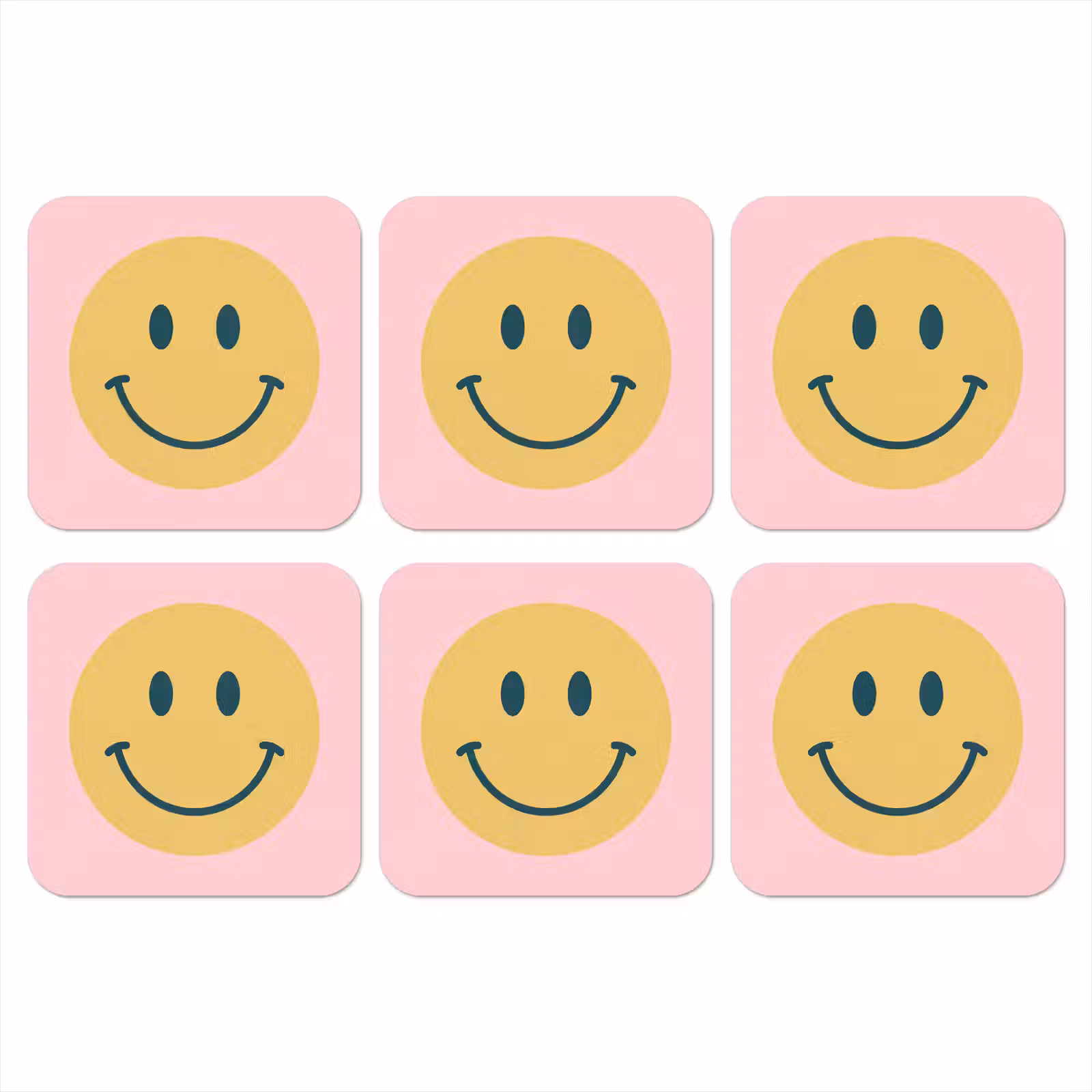 Coaster - Smiley - Yellow - Pink - Symbol - Minimalist — 1