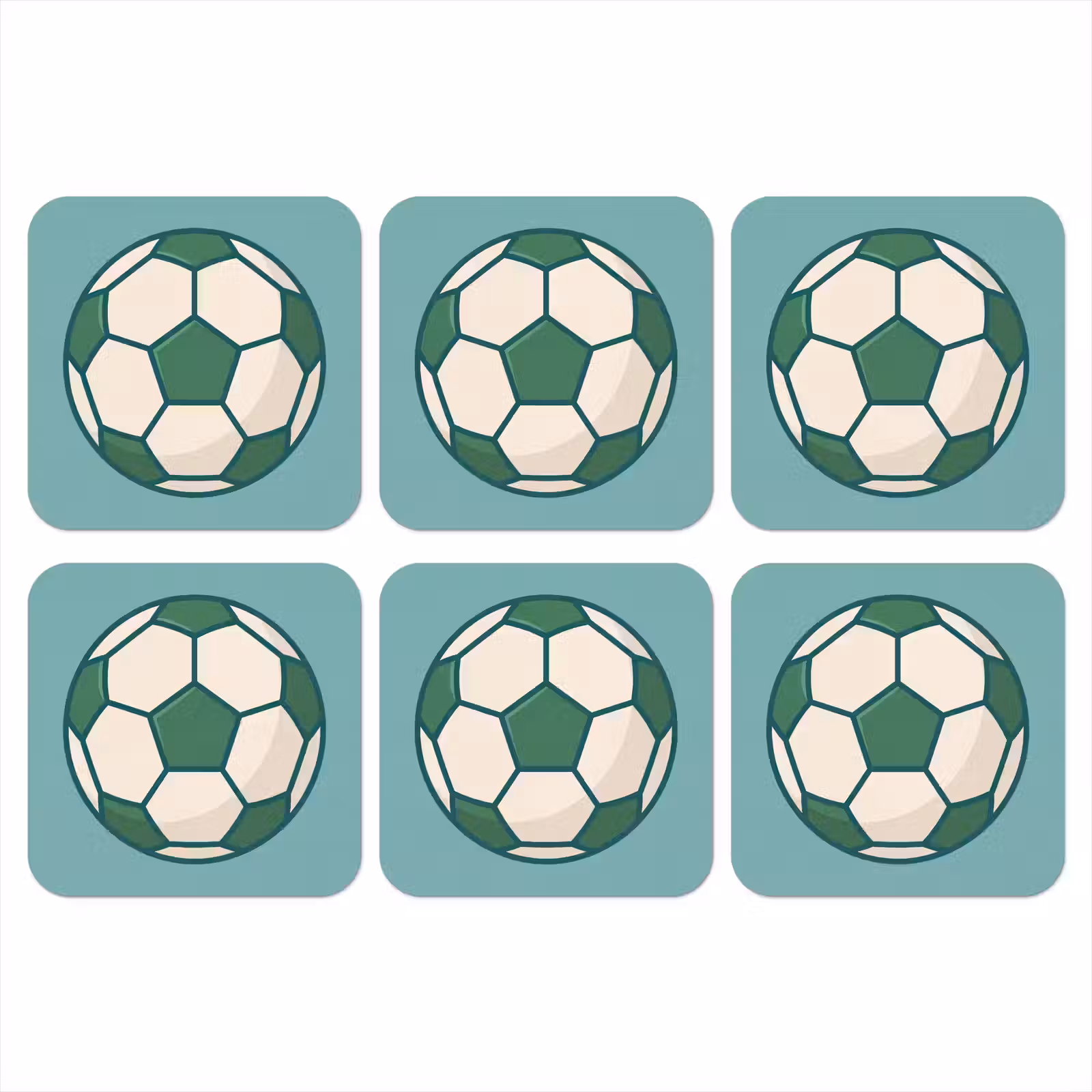 Coaster - Soccer - Geometric - Sports - Illustration - Blue-green — 1