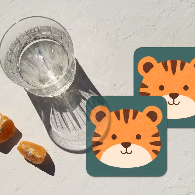 Coaster - Animals - Head - Orange - Illustration - Modern — 2