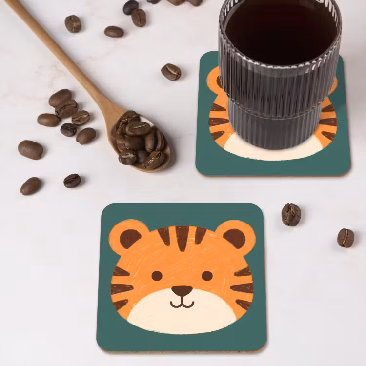 Coaster - Animals - Head - Orange - Illustration - Modern — 4