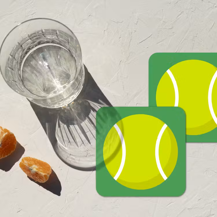 Coaster - Ball - Yellow - Sports - Green - Illustration — 2