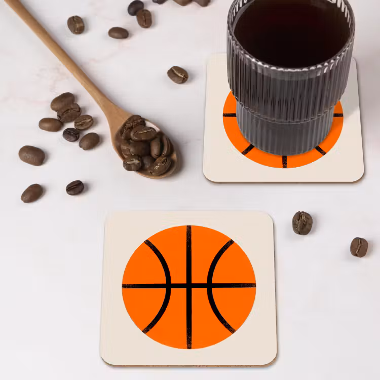 Coaster - Basketball - Ball - Sports - Illustration - Orange — 4