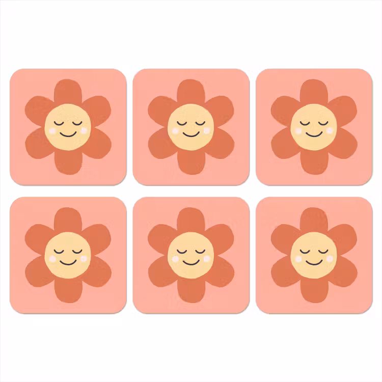 Coaster - Flowers - Cartoon - Child - Pink — 1