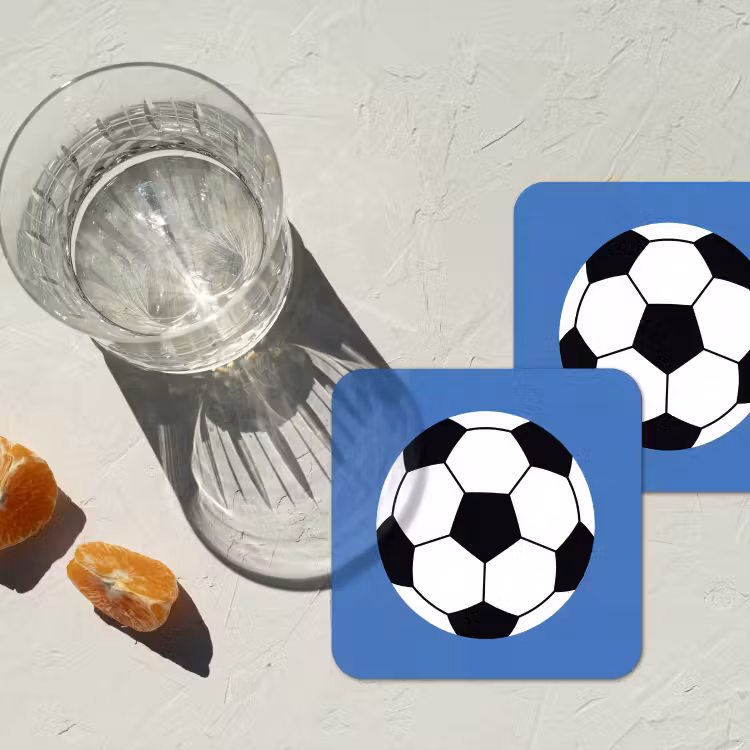 Coaster - Soccer - Black and White - Sports - Illustration - Blue — 2