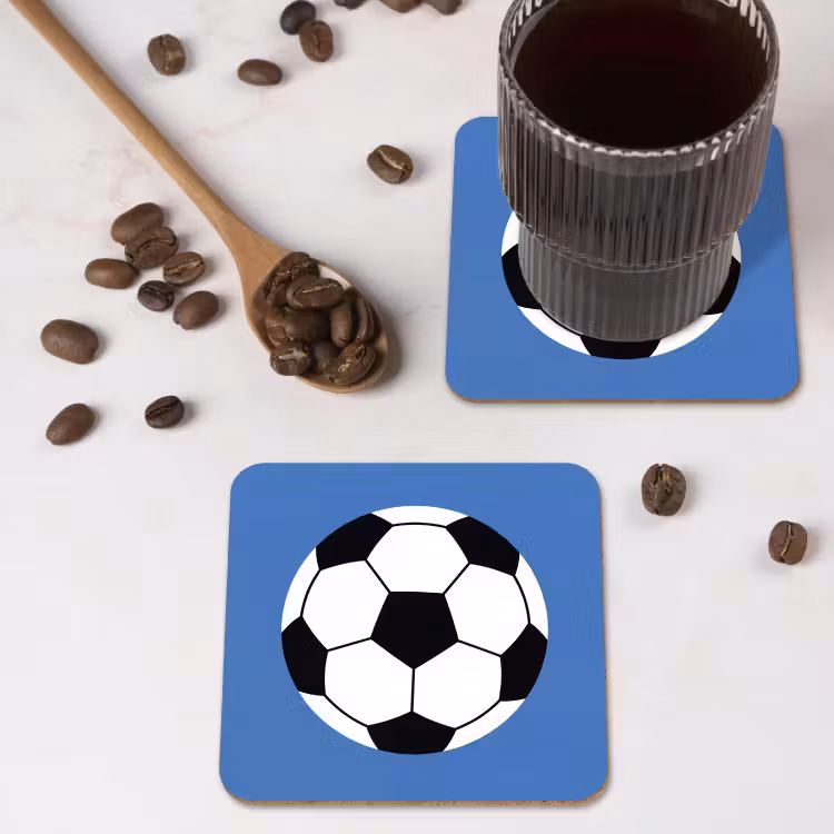 Coaster - Soccer - Black and White - Sports - Illustration - Blue — 4