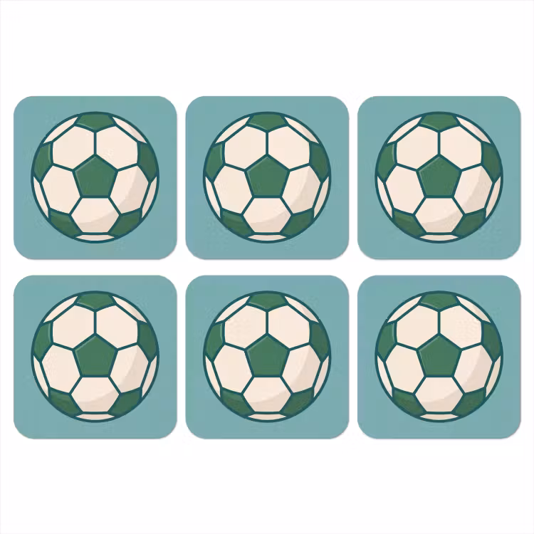 Coaster - Soccer - Geometric - Sports - Illustration - Blue-green — 1