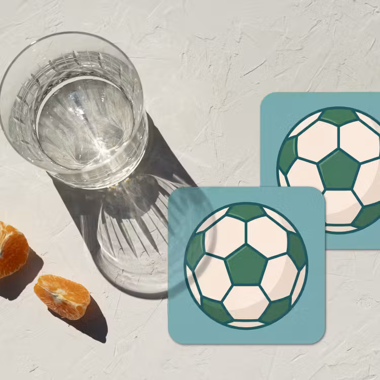 Coaster - Soccer - Geometric - Sports - Illustration - Blue-green — 2
