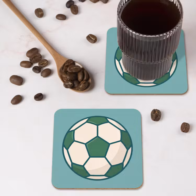 Coaster - Soccer - Geometric - Sports - Illustration - Blue-green — 4