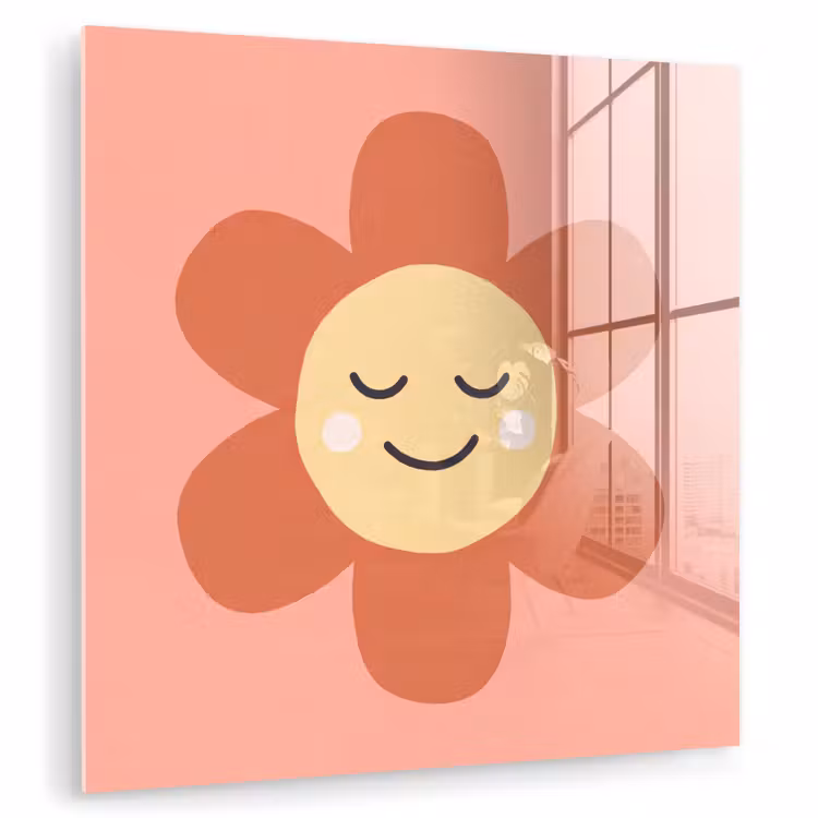 Glass Print - Flowers - Cartoon - Child - Pink — 1