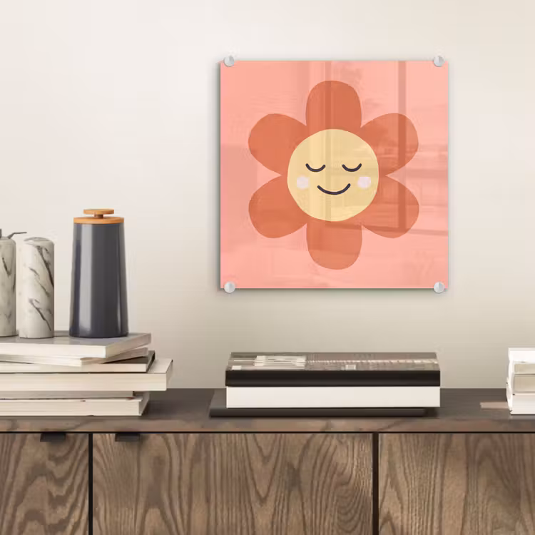 Glass Print - Flowers - Cartoon - Child - Pink — 2