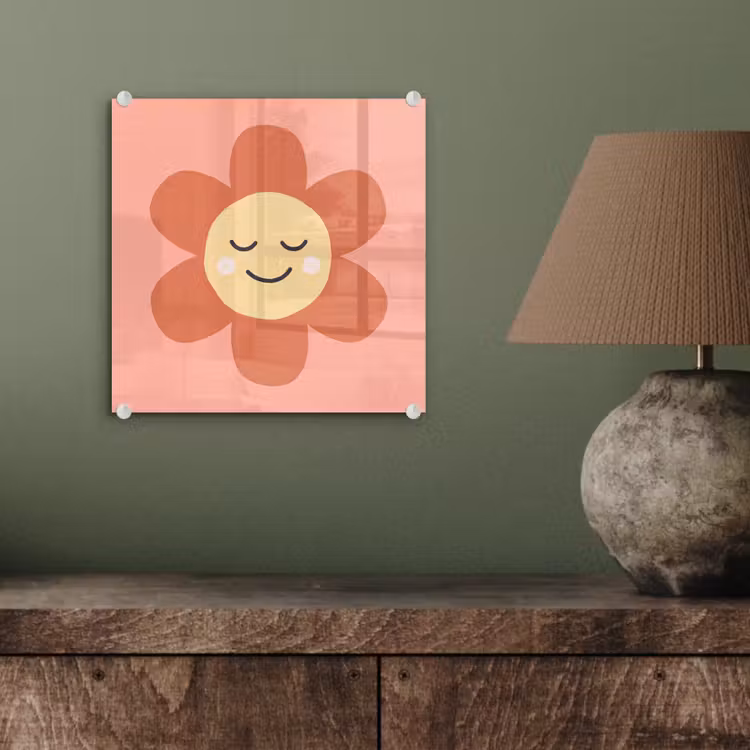 Glass Print - Flowers - Cartoon - Child - Pink — 4
