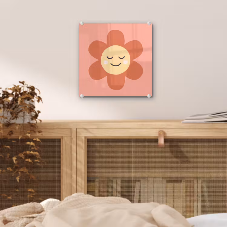 Glass Print - Flowers - Cartoon - Child - Pink — 5