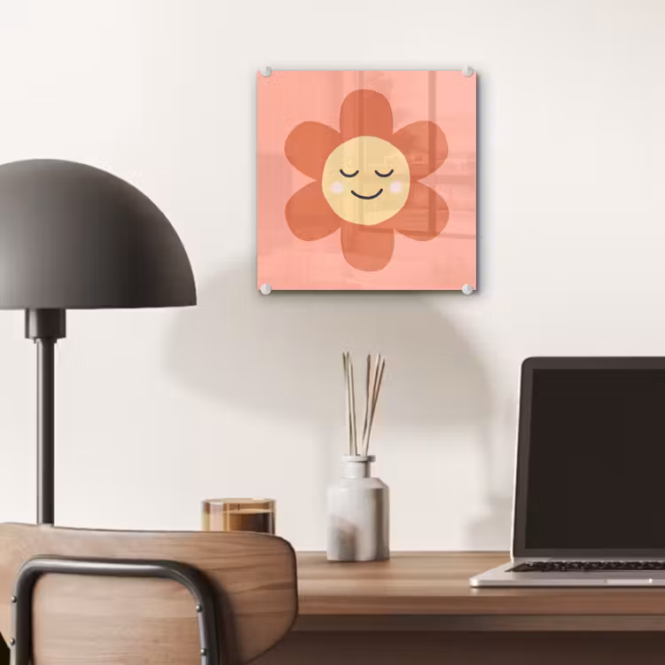 Glass Print - Flowers - Cartoon - Child - Pink — 7
