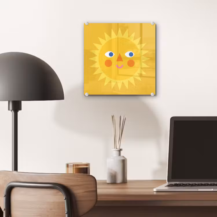 Glass Print - Sun - Face - Summer - Illustration - Yellow — 7