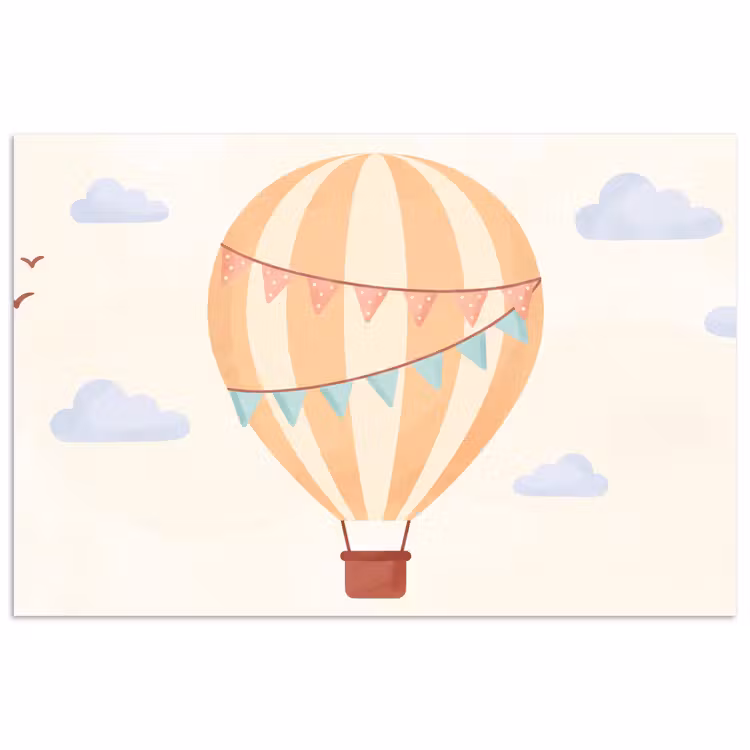 Poster - Hot Air Balloon - Clouds - Illustration - Soft - Children's Room — 1