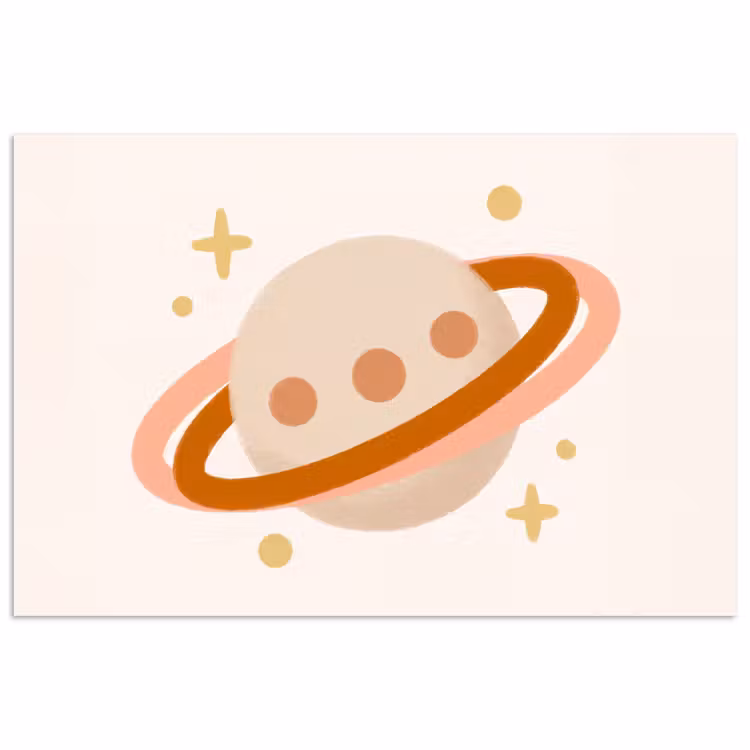 Poster - Planet - Rings - Space - Illustration - Beige — 1