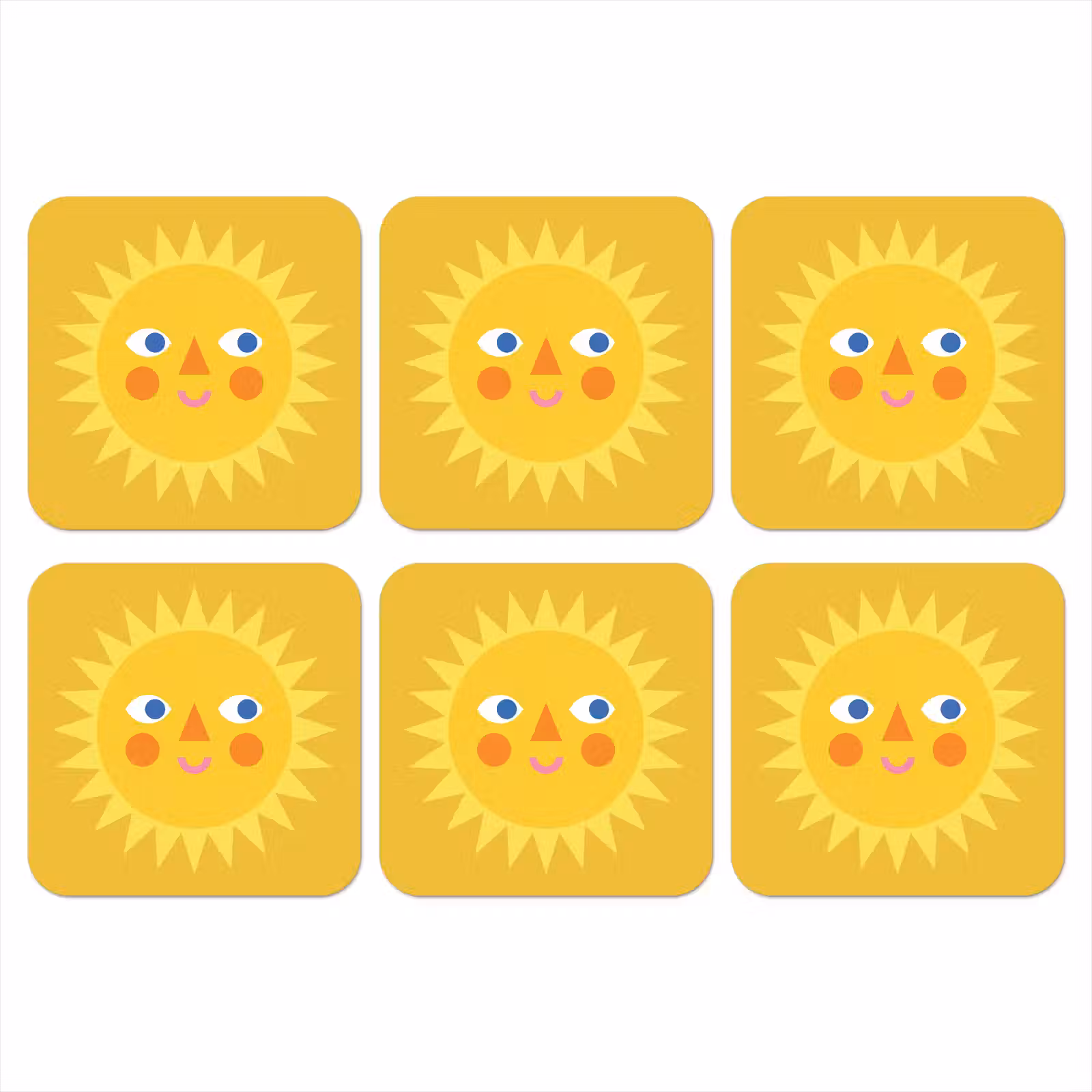 Coaster - Sun - Face - Summer - Illustration - Yellow — 1