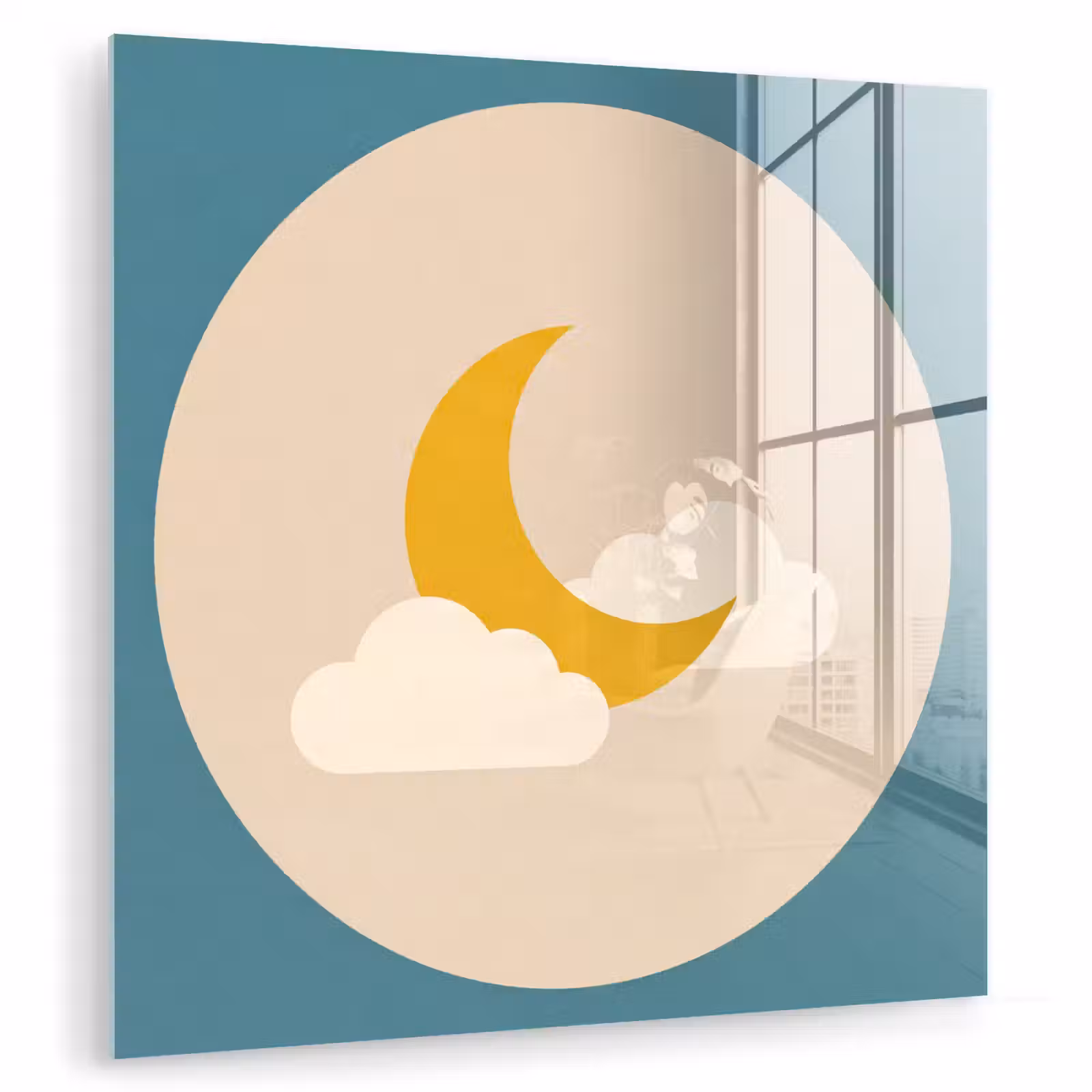 Glass Print - Moon - Clouds - Nature - Abstract - Yellow — 1
