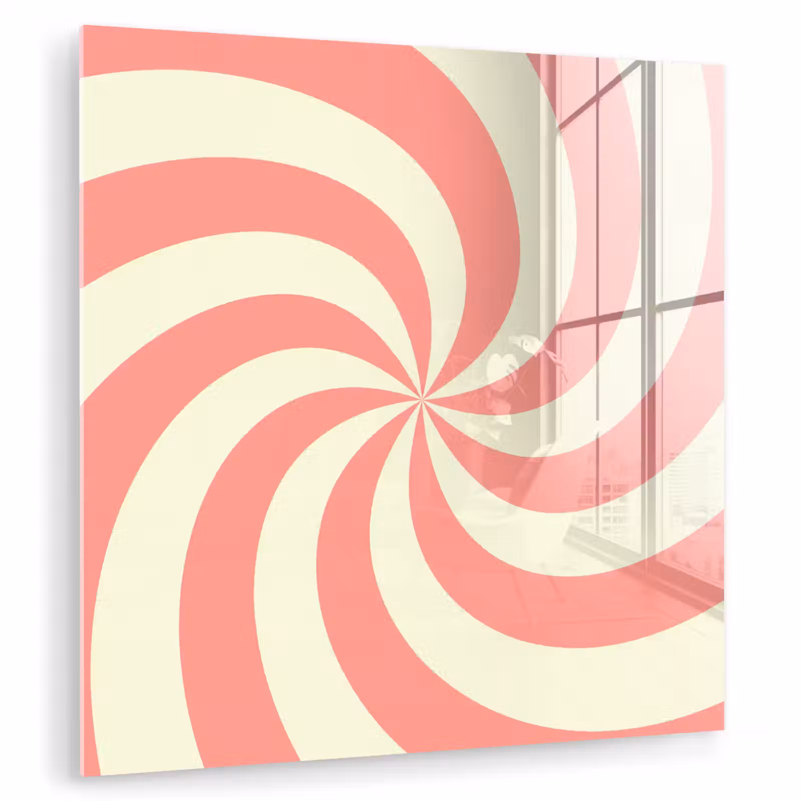 Glass Print - Spiral - Pattern - Abstract - Pink - Beige — 1