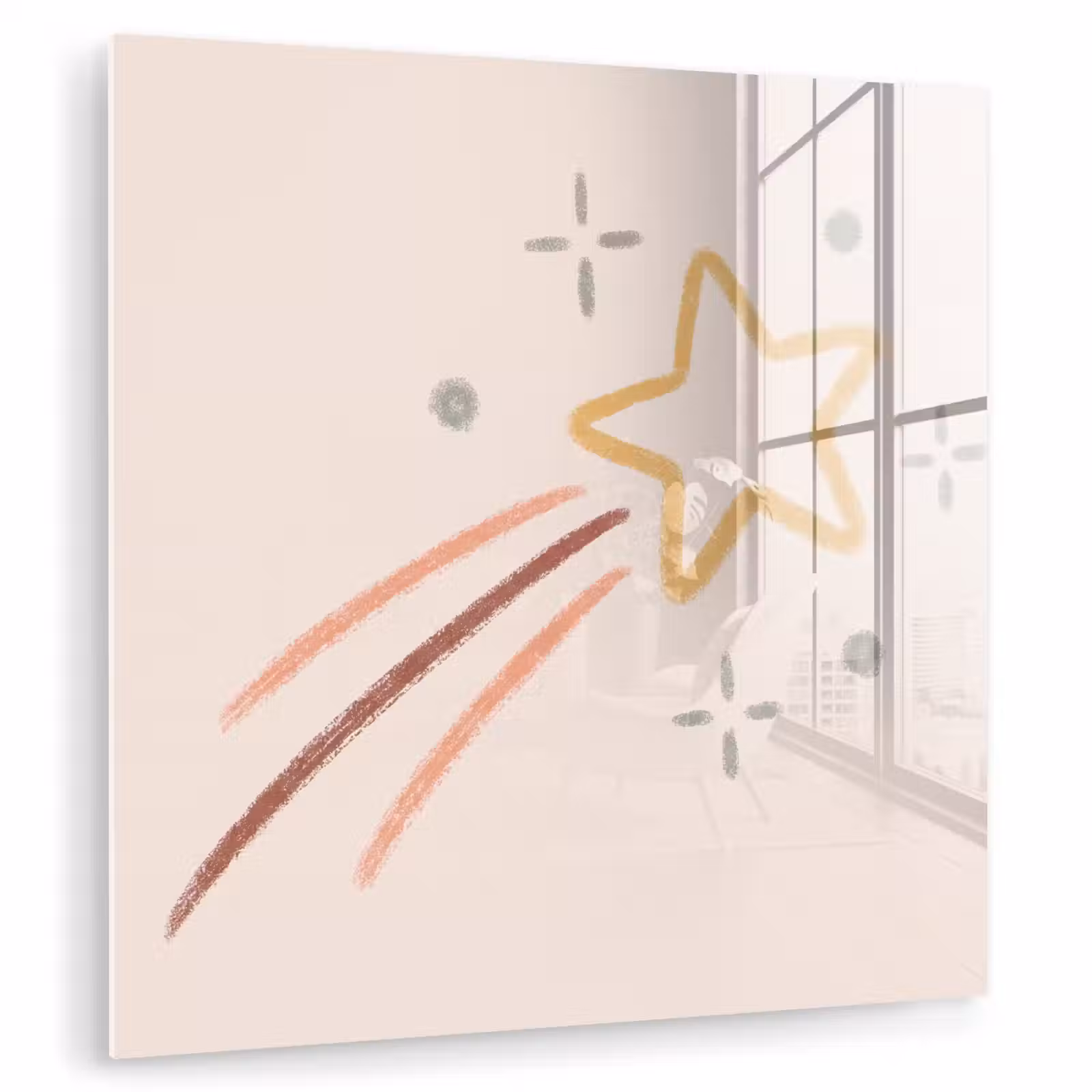 Glass Print - Star - Falling - Illustration - Pastel — 1