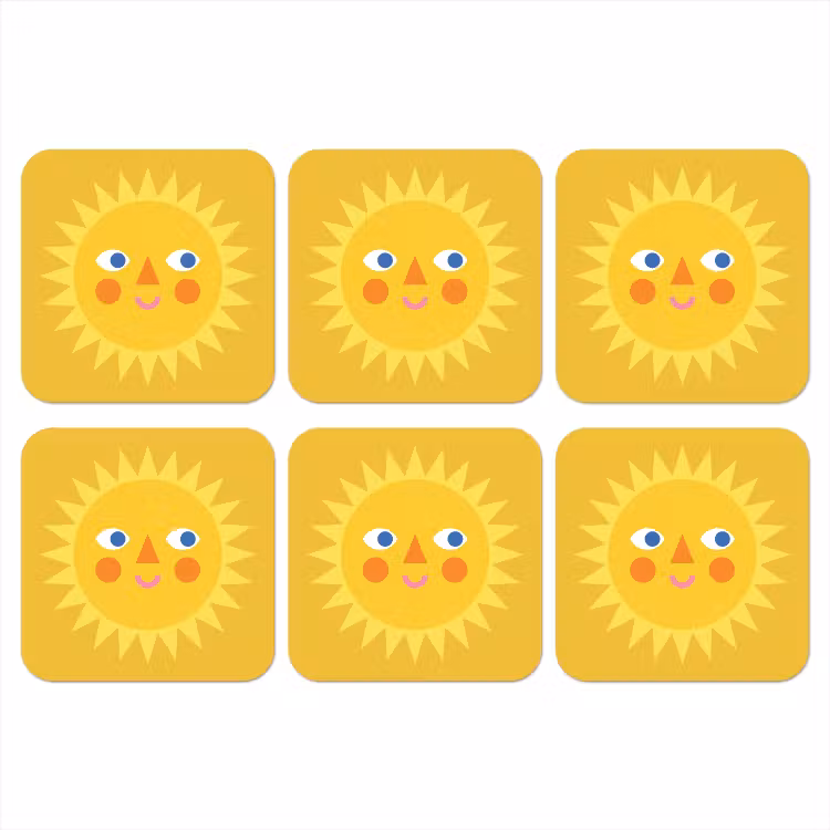 Coaster - Sun - Face - Summer - Illustration - Yellow — 1
