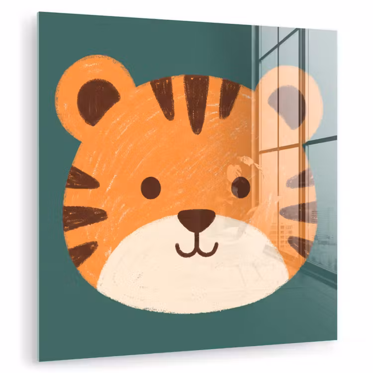 Glass Print - Animals - Head - Orange - Illustration - Modern — 1
