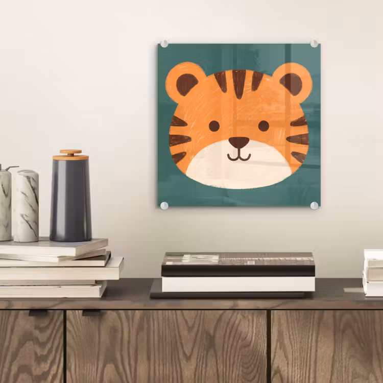 Glass Print - Animals - Head - Orange - Illustration - Modern — 2