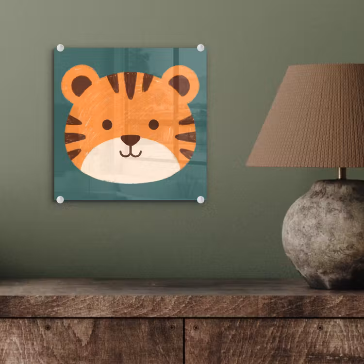 Glass Print - Animals - Head - Orange - Illustration - Modern — 4