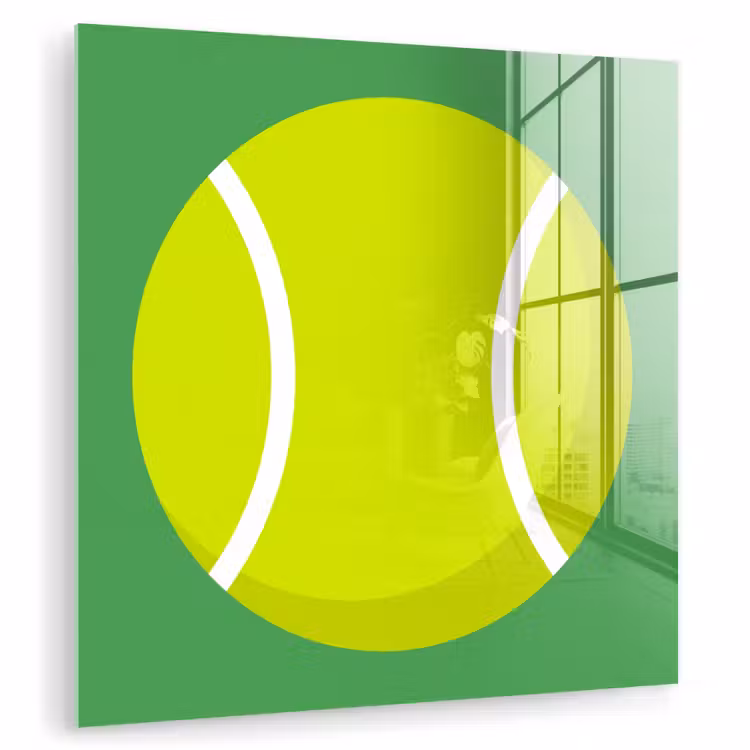 Glass Print - Ball - Yellow - Sports - Green - Illustration — 1