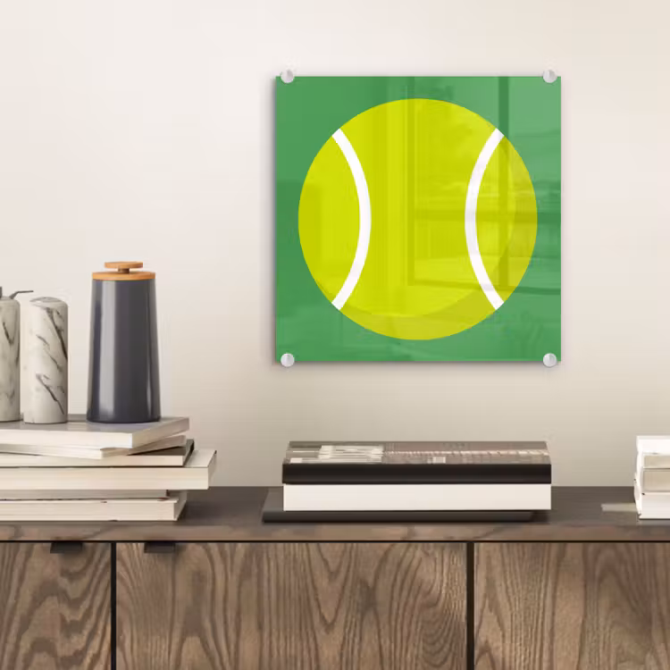 Glass Print - Ball - Yellow - Sports - Green - Illustration — 2