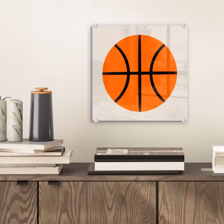 Glass Print - Basketball - Ball - Sports - Illustration - Orange — 2
