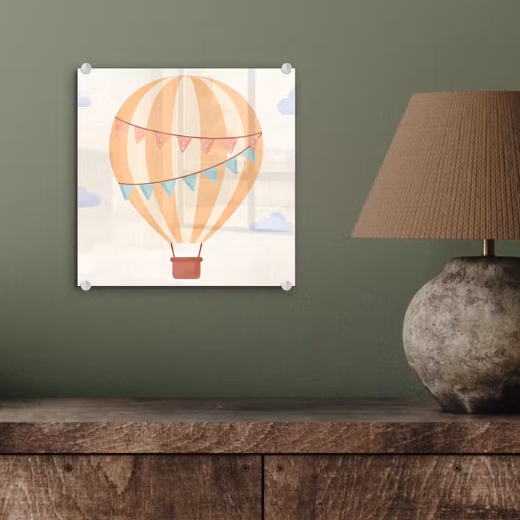 Glass Print - Hot Air Balloon - Clouds - Illustration - Soft - Children's Room — 4