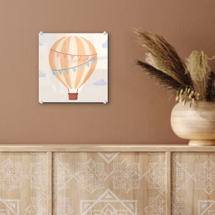 Glass Print - Hot Air Balloon - Clouds - Illustration - Soft - Children's Room — 6