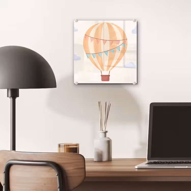 Glass Print - Hot Air Balloon - Clouds - Illustration - Soft - Children's Room — 7