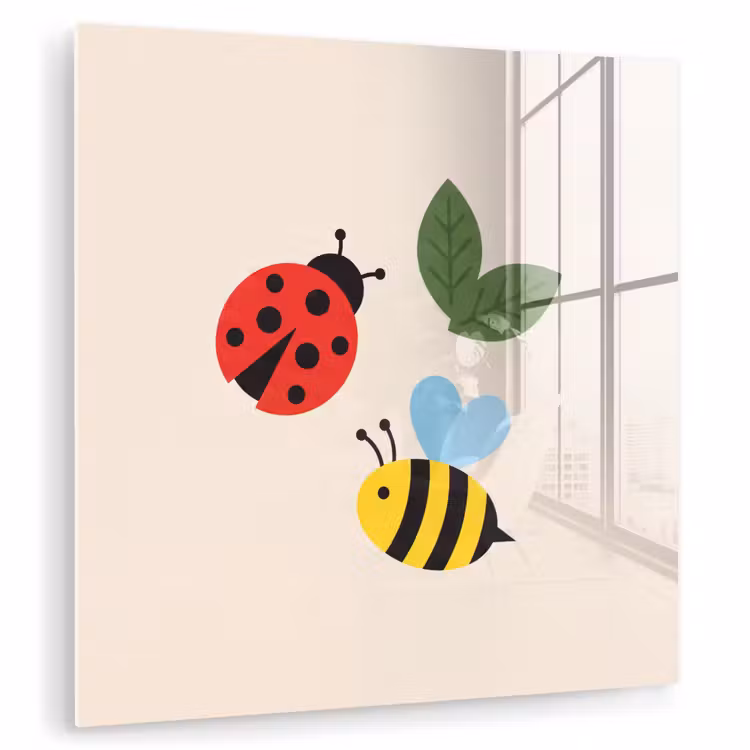 Glass Print - Insect - Leaf - Nature - Playful - Illustration — 1