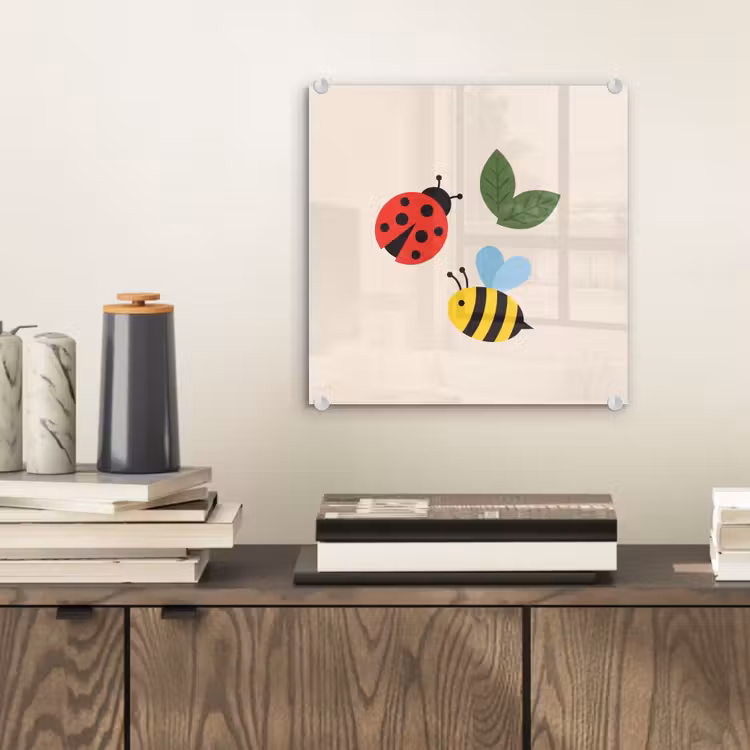Glass Print - Insect - Leaf - Nature - Playful - Illustration — 2