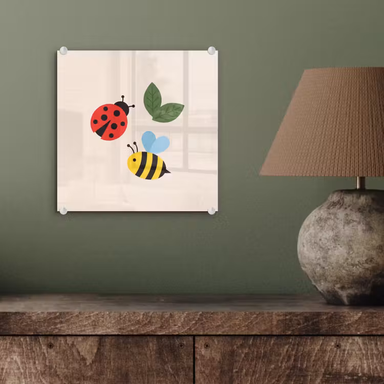 Glass Print - Insect - Leaf - Nature - Playful - Illustration — 4