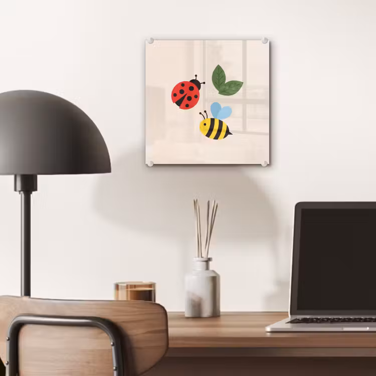 Glass Print - Insect - Leaf - Nature - Playful - Illustration — 7