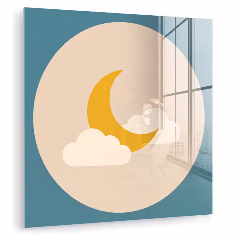 Glass Print - Moon - Clouds - Nature - Abstract - Yellow — 1