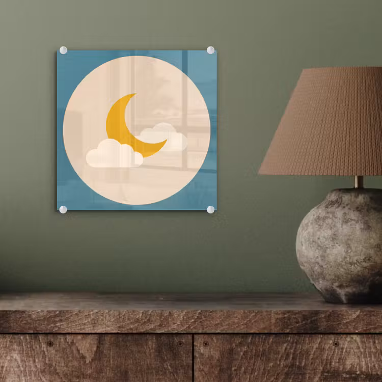 Glass Print - Moon - Clouds - Nature - Abstract - Yellow — 4