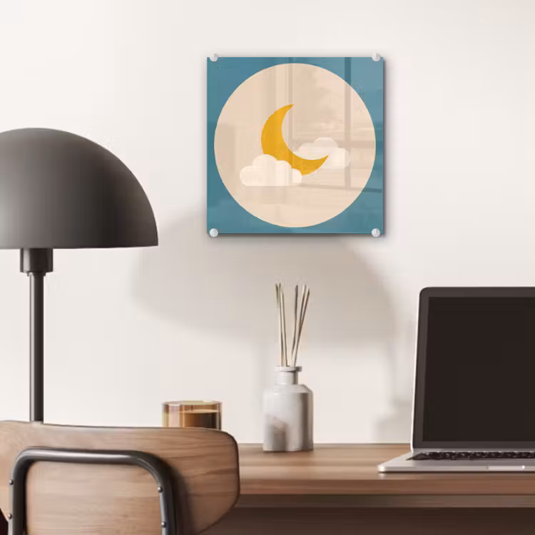 Glass Print - Moon - Clouds - Nature - Abstract - Yellow — 7