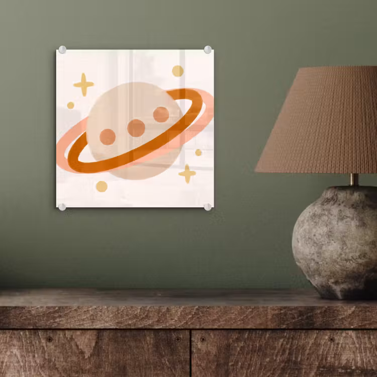 Glass Print - Planet - Rings - Space - Illustration - Beige — 4