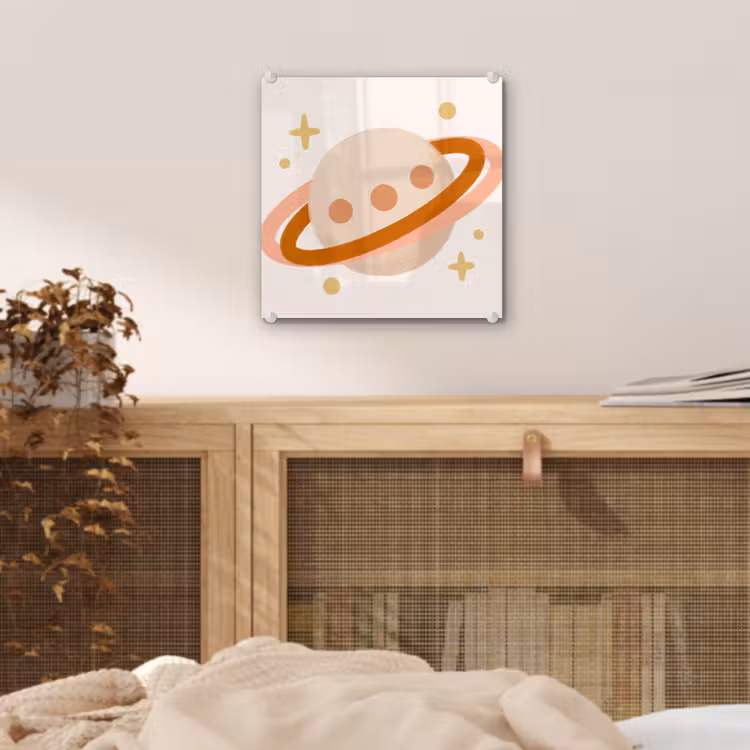 Glass Print - Planet - Rings - Space - Illustration - Beige — 5