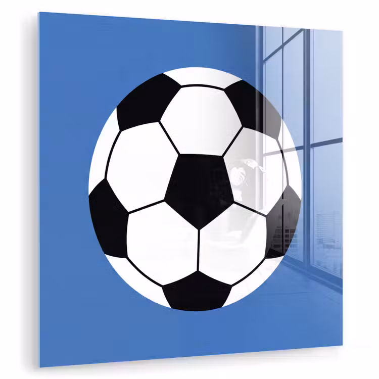 Glass Print - Soccer - Black and White - Sports - Illustration - Blue — 1