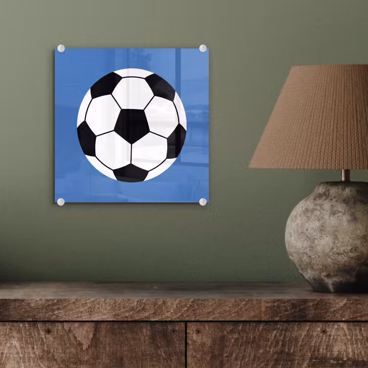 Glass Print - Soccer - Black and White - Sports - Illustration - Blue — 4